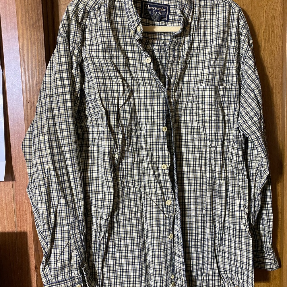 Abercrombie & Fitch Blue and Green Plaid Shirt